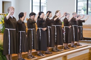 Poor Clares blessing the crowd at the end of Mass. Photo by Colleen Kelley