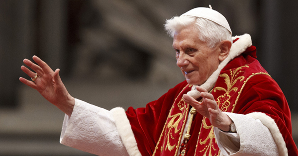 Pope greets crowd as he arrives to deliver talk at conclusion of Mass for Knights of Malta at Vatican Pope Benedict XVI announced his resignation Monday, effective Feb. 28. (CNS)