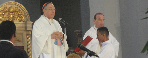 Cardinal Oscar Rodriguez Maradiaga, left, celebrates mass on the feast of Our Lady of Suyapa Feb. 3 at the Basilica of Our Lady of Suyapa in Honduras. Archbishop of Cincinnati Dennis M. Schnurr concelebrated. Cardinal Oscar Rodriguez Maradiaga, left, celebrates mass on the feast of Our Lady of Suyapa Feb. 3 at the Basilica of Our Lady of Suyapa in Honduras. Archbishop of Cincinnati Dennis M. Schnurr, right, concelebrated.