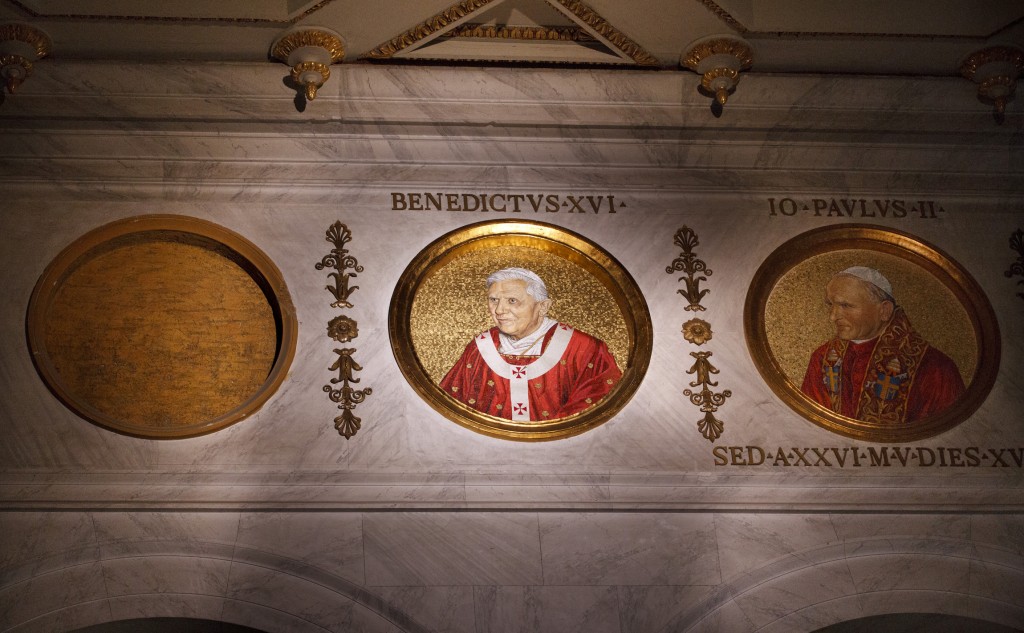 Medallion of future pope to be placed in slot next to Pope Benedict XVI Medallion of next pope to be placed in slot next to Pope Benedict XVI