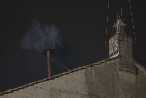 Black smoke billows from the chimney of the Sistine Chapel Black smoke billows from the chimney of the Sistine Chapel