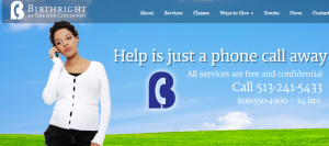 A screenshot of the Birthright of Greater Cincinnati website.