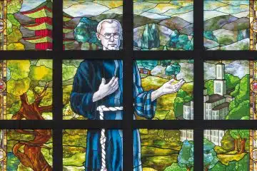 Stained glass window the life of Saint Maximillian Kolbe